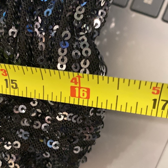 FREE PEOPLE - NWT - dress: black sequin l/s midi w adj. asymmetric skirt - L - Picture 7 of 16